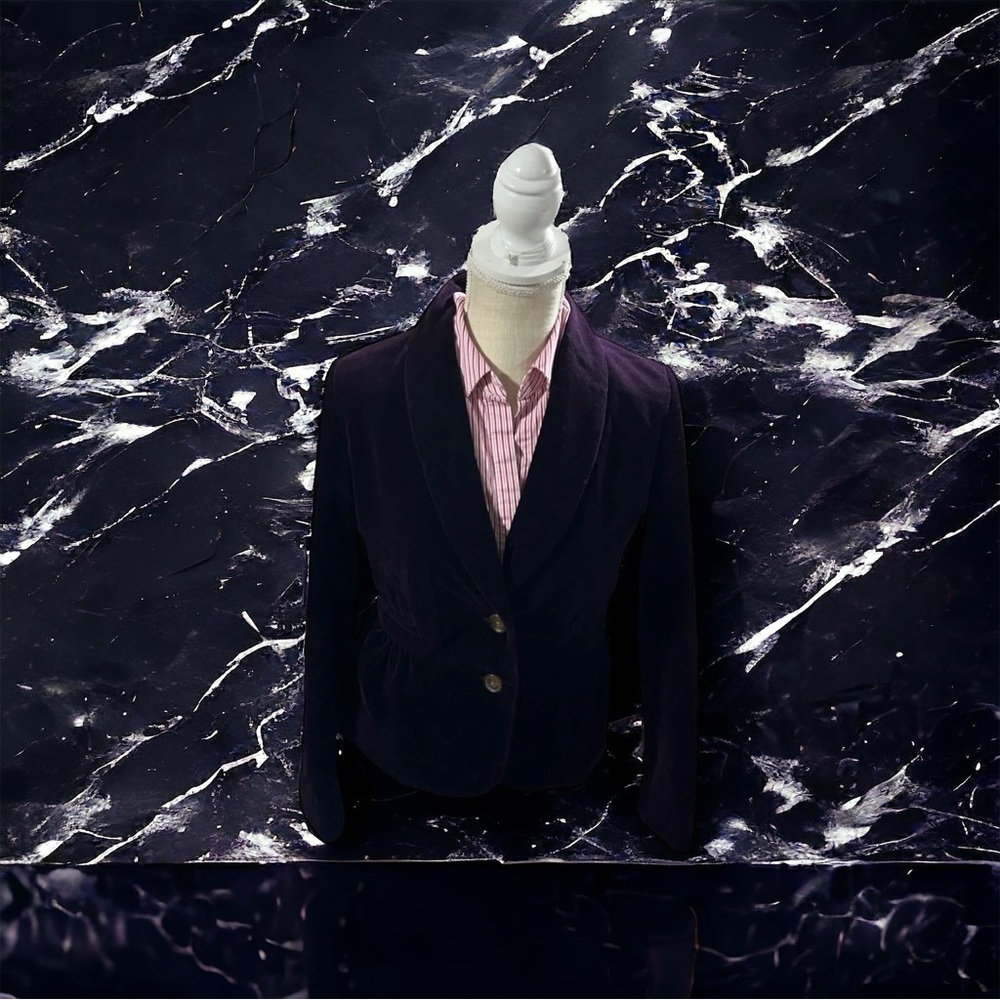 J Crew Purple 2 Button Velvet Blazer Sz 4 Jewel Tone 100% Cotton Lined Jacket